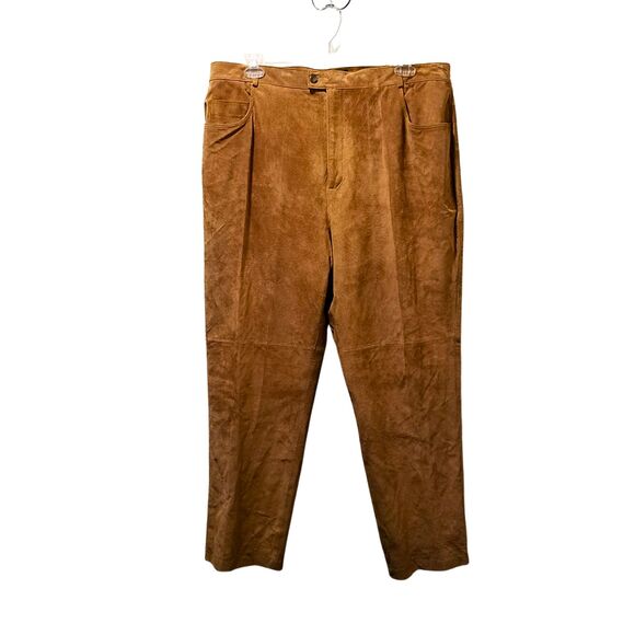 Vintage Margaret Godfrey Camel Brown Genuine Suede Leather Pants Size 22